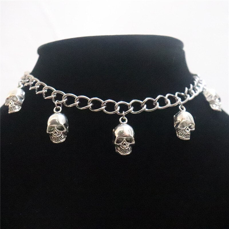 Goth Skull Neck Pendants Women's Choker Silver Color Necklace On The Neck Chain Chocker Punk Jewelry 2021 Kpop Collar For Girl