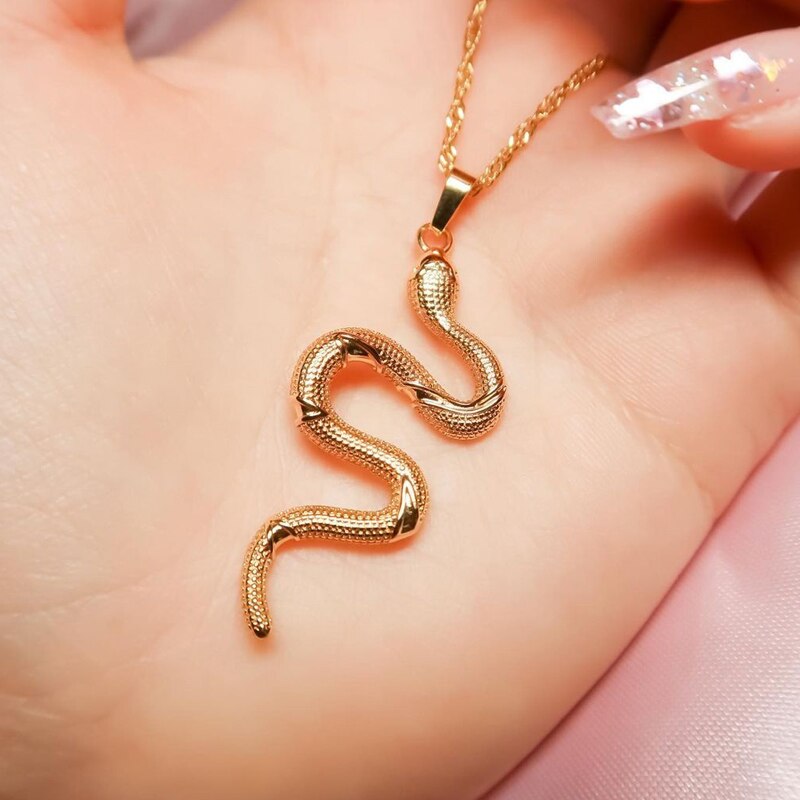Goth Snake Necklace For Women Girls Stainless Steel Gold Color Choker Necklace Pendant Collares Boho Aesthetic Jewelry femme