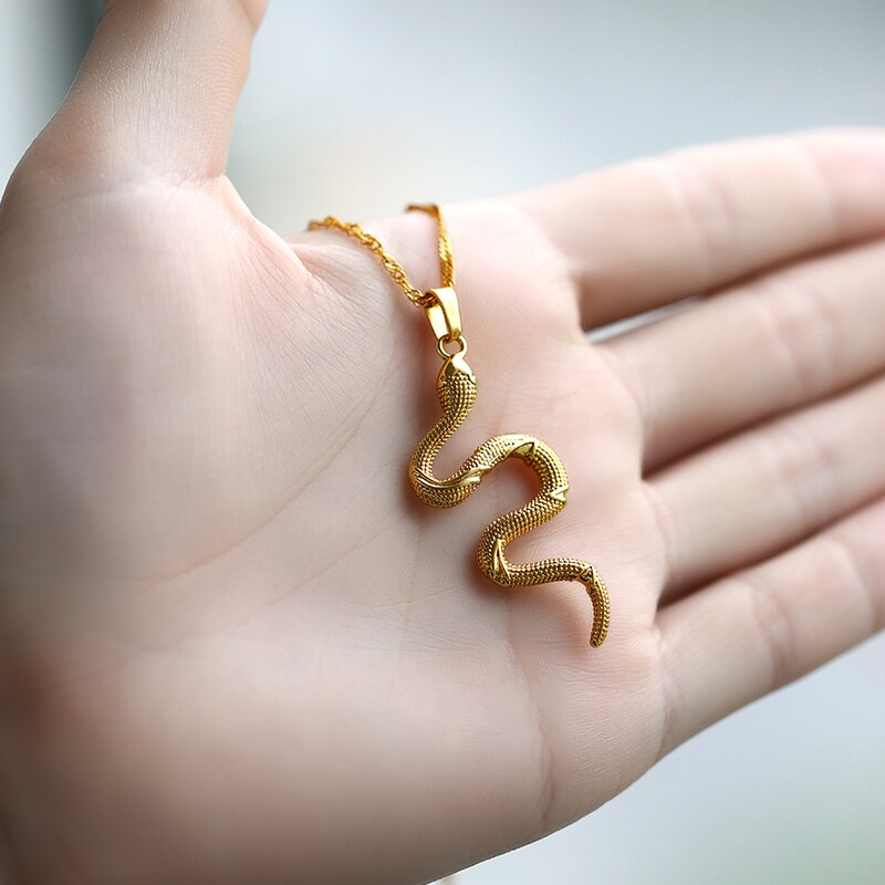 Goth Snake Necklace For Women Girls Stainless Steel Gold Color Choker Necklace Pendant Collares Boho Aesthetic Jewelry femme