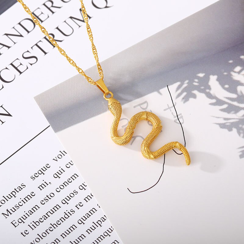 Goth Snake Necklace For Women Girls Stainless Steel Gold Color Choker Necklace Pendant Collares Boho Aesthetic Jewelry femme