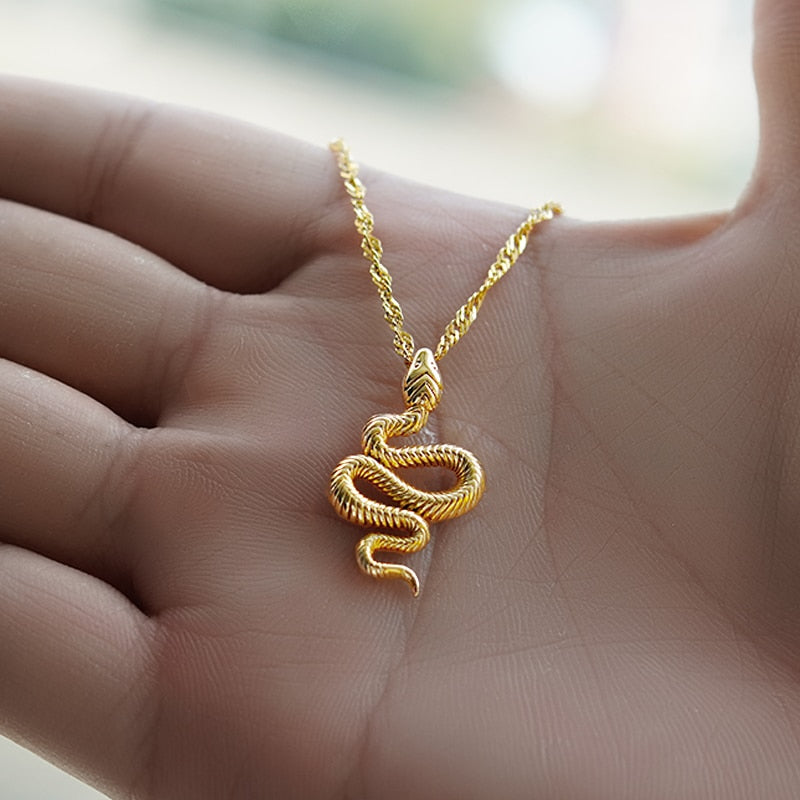 Goth Snake Pendant Necklace For Women Stainless Steel Gold Color Necklaces 2023 Trend Aesthetic Jewelry choker collares mujer