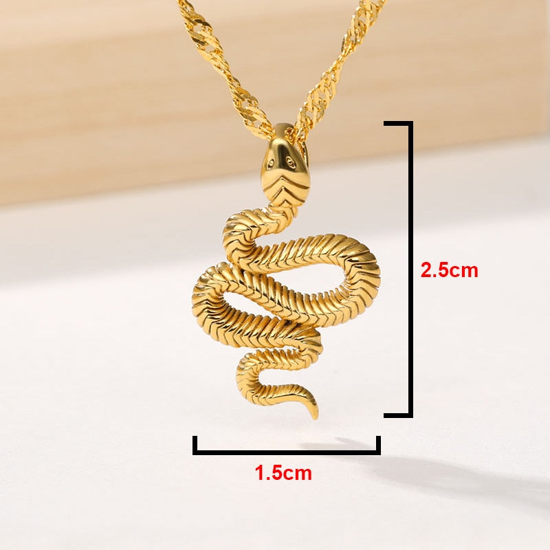 Goth Snake Pendant Necklace For Women Stainless Steel Gold Color Necklaces 2023 Trend Aesthetic Jewelry choker collares mujer