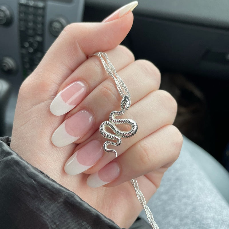 Goth Snake Pendant Necklace For Women Stainless Steel Gold Color Necklaces 2023 Trend Aesthetic Jewelry choker collares mujer