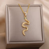 Goth Snake Pendant Necklace For Women Stainless Steel Gold Color Necklaces 2023 Trend Aesthetic Jewelry choker collares mujer