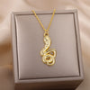 Goth Snake Pendant Necklace For Women Stainless Steel Gold Color Necklaces 2023 Trend Aesthetic Jewelry choker collares mujer