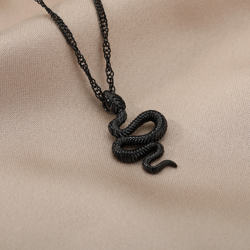 Goth Snake Pendant Necklace For Women Stainless Steel Gold Color Necklaces 2023 Trend Aesthetic Jewelry choker collares mujer