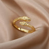 Goth Snake Rings For Women Men Adjustable Open Stainless Steel Zircon Aesthetic Ring Vintage Couple Christmas Jewelry anillos