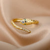 Goth Snake Rings For Women Men Adjustable Open Stainless Steel Zircon Aesthetic Ring Vintage Couple Christmas Jewelry anillos