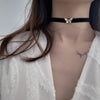 Goth Vintage Butterfly Black Velvet Double Chain Clavicle Collar Choker Necklaces For Women Egirl Party Aesthetic Accessories