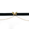 Goth Vintage Butterfly Black Velvet Double Chain Clavicle Collar Choker Necklaces For Women Egirl Party Aesthetic Accessories
