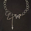 Goth Vintage E Girl Butterfly Choker Grunge Fairy Core Hollow Chain Necklace Harajuku Collar Streetwear goblincore Accessories