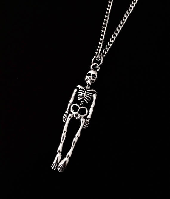 Gothic 90s Vintage Skeleton Pendant Necklace Grunge Fairy Witchy Skull Bijoux Femme Aros Aesthetic Collar Accessories