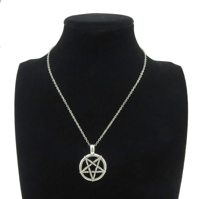 Gothic Alloy Wicca Witch Star Charms Necklaces Pentagram Pentacle Amulet Pendant Clavicle Chain For Women Gift Jewelry Making