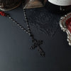 Gothic Black Cross Rosary Necklace Chain Pendant Witchy Victorian Alternative Punk Witchy Punk Statement Rock Jewelry Women Gift
