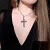 Gothic Black Cross Rosary Necklace Chain Pendant Witchy Victorian Alternative Punk Witchy Punk Statement Rock Jewelry Women Gift
