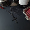 Gothic Black Cross Rosary Necklace Chain Pendant Witchy Victorian Alternative Punk Witchy Punk Statement Rock Jewelry Women Gift
