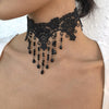 Gothic Black Lace Choker Necklace Collar Halloween Cosplay Jewelry Retro Vintage Chain Goth Accessories