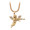 Gothic Creative Design Angel Cupid Gun Pendant Necklace Women's Rhinestone Chain Necklace Romantic Couple Memorial Jewelry