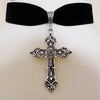 Gothic Cross Choker Velvet Pagan Wiccan Medieval Pendant Statement Steampunk Necklace Goth Jewelry Women Gift 2021 New
