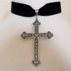 Gothic Cross Choker Velvet Pagan Wiccan Medieval Pendant Statement Steampunk Necklace Goth Jewelry Women Gift 2021 New