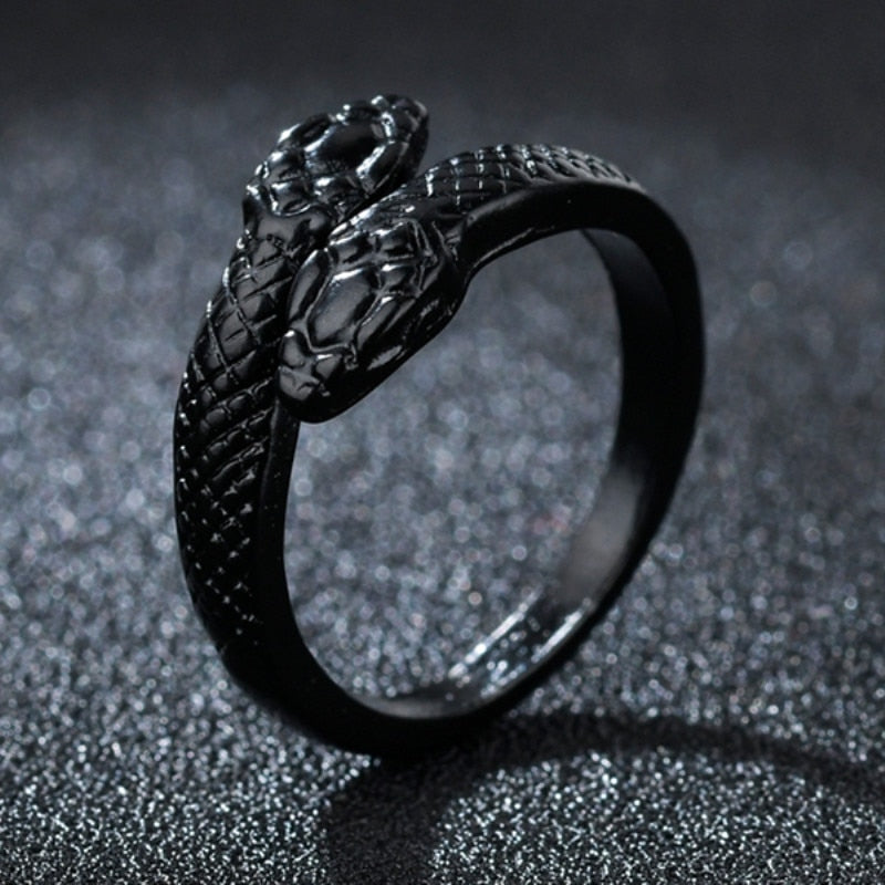Gothic Double Head Snake Ring Adjustable Animal Rings