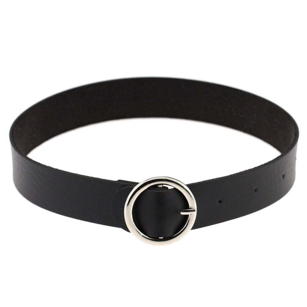 Gothic Faux Leather Choker Necklace For Women Vintage Harajuku Round Chokers Collar Punk Cosplay Jewelry Gift