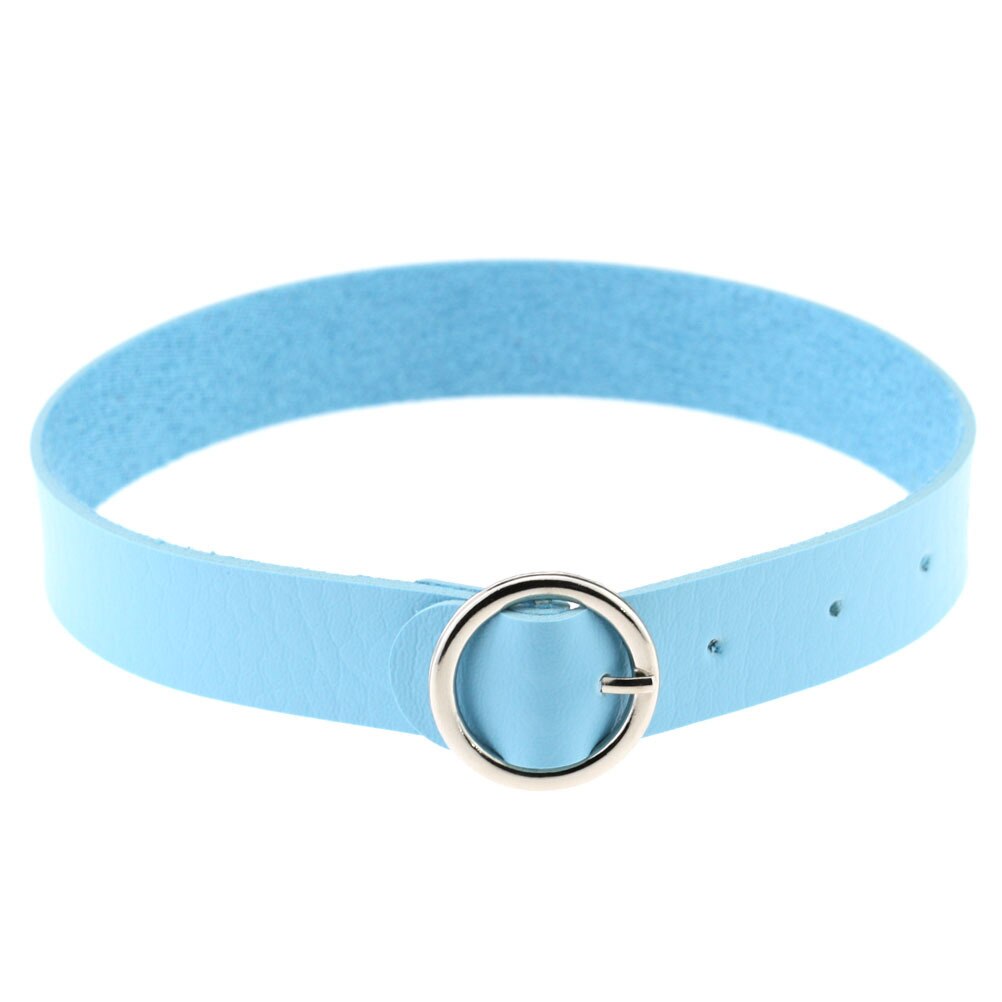 Gothic Faux Leather Choker Necklace For Women Vintage Harajuku Round Chokers Collar Punk Cosplay Jewelry Gift