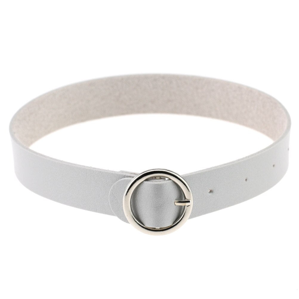 Gothic Faux Leather Choker Necklace For Women Vintage Harajuku Round Chokers Collar Punk Cosplay Jewelry Gift