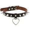 Gothic Faux Leather Spike Rivet Studded Choker Women Collares Punk Heart Pendant Necklace Cosplay Harajuku Jewelry