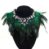 Gothic Feather Exaggeration  Women Brand Accessories Crystal Statement Necklace Collar