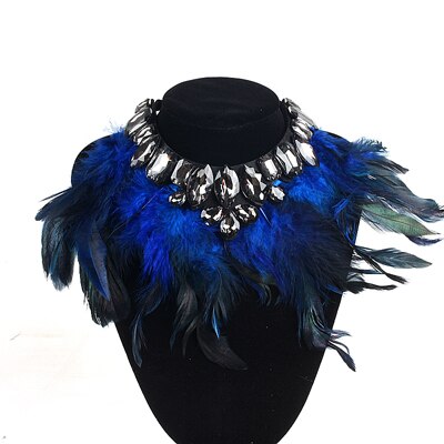Gothic Feather Exaggeration  Women Brand Accessories Crystal Statement Necklace Collar