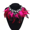 Gothic Feather Exaggeration  Women Brand Accessories Crystal Statement Necklace Collar