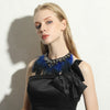 Gothic Feather Exaggeration  Women Brand Accessories Crystal Statement Necklace Collar