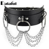 Gothic Harajuku Necklace Cool Punk Link Chain Rock Leather Choker Necklaces Women  Cosplay Goth Charm Jewelry Gift X634c