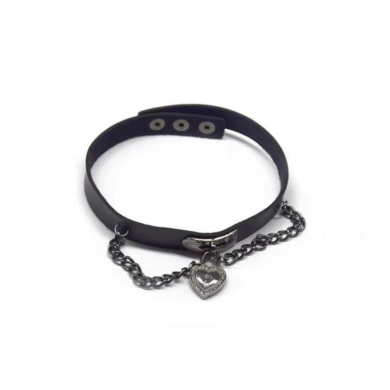 Gothic Heart Lock Leather Choker Necklaces For Women Girls Retro Vintage Punk Hip Hop Leather Neckalce Jewelry Gifts