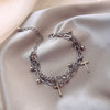 Gothic Hip Hop Metal Cross Pendant Charm Bracelet for Women Female Beads 2 Layering Linked Chain Bracelets Cool Jewelry Gift