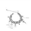 Gothic Hip Hop Metal Cross Pendant Charm Bracelet for Women Female Beads 2 Layering Linked Chain Bracelets Cool Jewelry Gift
