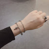 Gothic Hip Hop Metal Cross Pendant Charm Bracelet for Women Female Beads 2 Layering Linked Chain Bracelets Cool Jewelry Gift