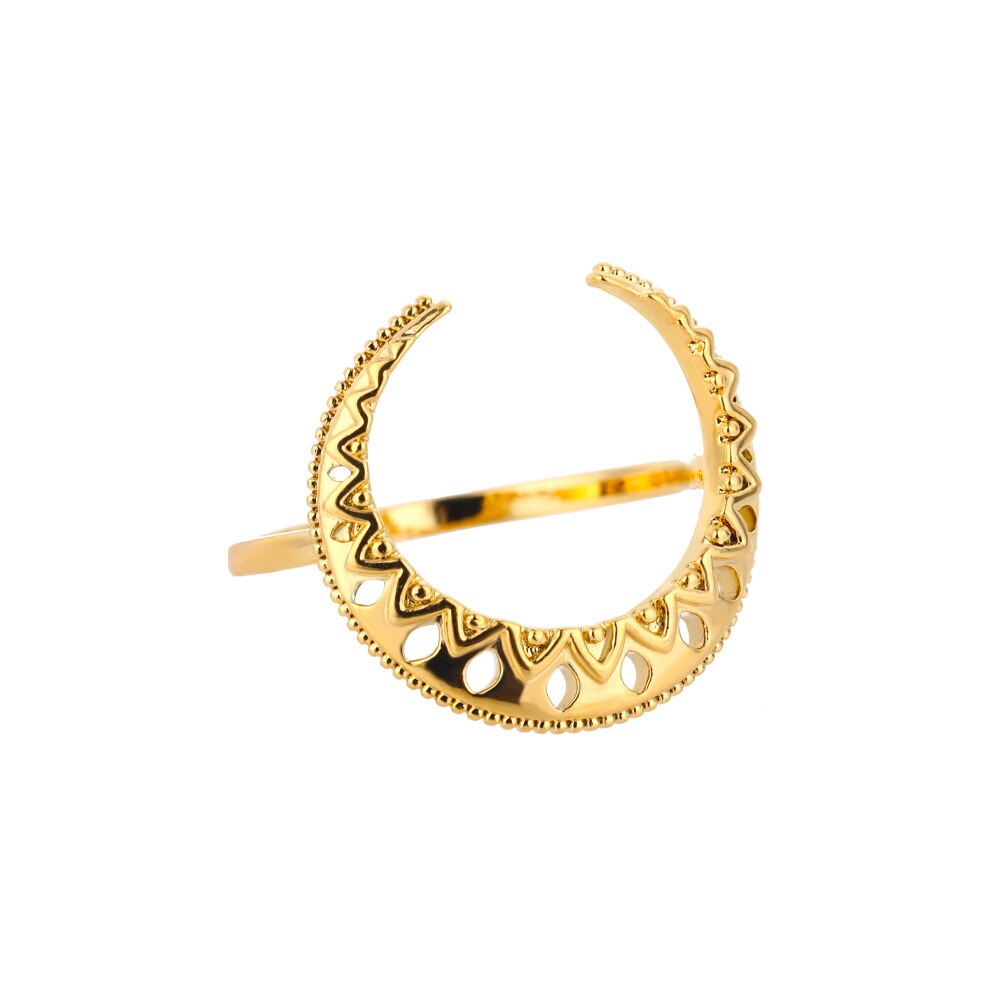 Gothic Hollow Moon Rings For Women Stainless Steel Gold   Color Finger Ring Wedding Band Jewerly Couple Gift anillos mujer