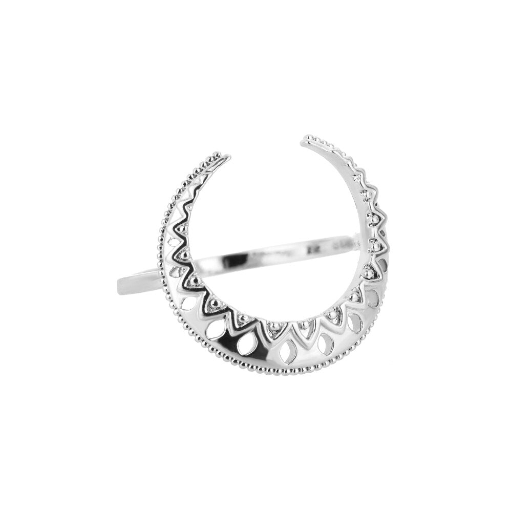 Gothic Hollow Moon Rings For Women Stainless Steel Gold   Color Finger Ring Wedding Band Jewerly Couple Gift anillos mujer