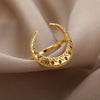 Gothic Hollow Moon Rings For Women Stainless Steel Gold   Color Finger Ring Wedding Band Jewerly Couple Gift anillos mujer