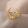 Gothic Hollow Moon Rings For Women Stainless Steel Gold   Color Finger Ring Wedding Band Jewerly Couple Gift anillos mujer