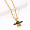Gothic Iced Out UFO Pendant & Necklace Micro Paved Cubic Zircon Men's Hip Hop Jewelry For Women Jewellery Gift