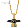 Gothic Iced Out UFO Pendant & Necklace Micro Paved Cubic Zircon Men's Hip Hop Jewelry For Women Jewellery Gift