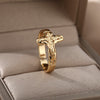 Gothic Jesus Cross Rings For Women Men Stainless Steel Open Adjustable Finger Ring VIntage Couple Wedding Jewelry anillos mujer