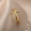 Gothic Jesus Cross Rings For Women Men Stainless Steel Open Adjustable Finger Ring VIntage Couple Wedding Jewelry anillos mujer