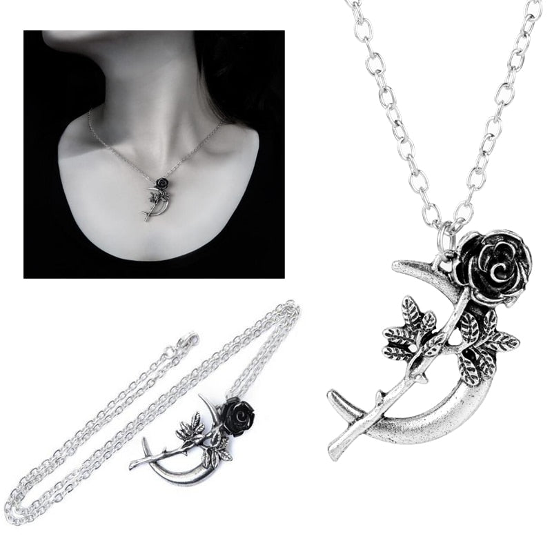 Gothic Jewelry Women's Necklace Vintage Accessories Rose Flower Pendant Necklace Female Choker Retro Trinket Chain Charms