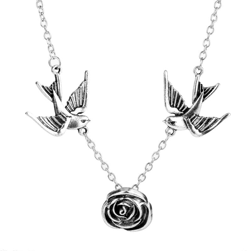 Gothic Jewelry Women's Necklace Vintage Accessories Rose Flower Pendant Necklace Female Choker Retro Trinket Chain Charms