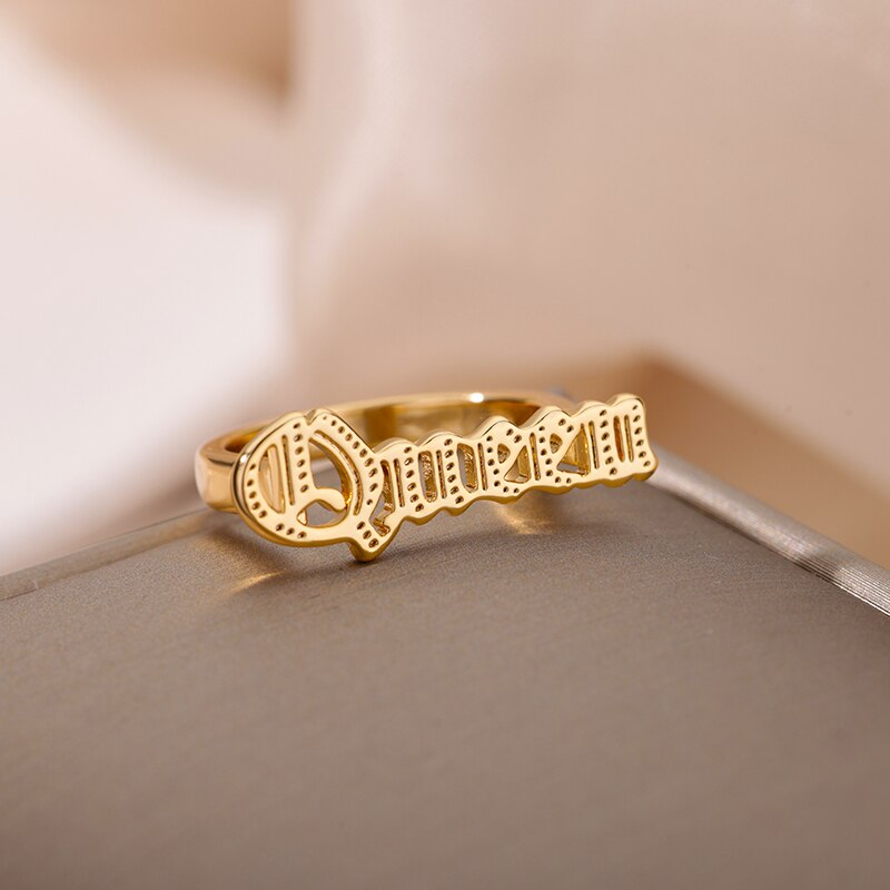 Gothic King Queen Rings for Women Stainless Steel Gold Color Men Ring Handcrafted Vintage Aesthetic Jewelry anillos mujer