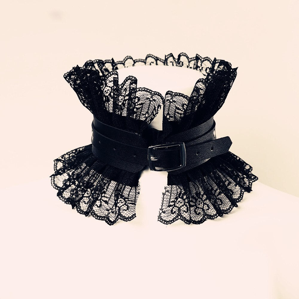 Gothic Lolita Lace Bowknot Choker Necklace Sexy Bell Pendant Collar Harajuku Cosplay Maid Clothes kawaii Jewelry Accessories